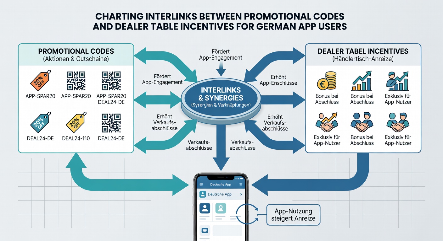 Darstellung von App-Oberflächen mit verknüpften Promo-Codes und Dealer-Incentives