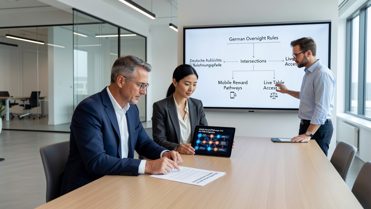 Illustration mobiler App-Integration mit Live-Dealer-Tischen unter deutscher Aufsicht