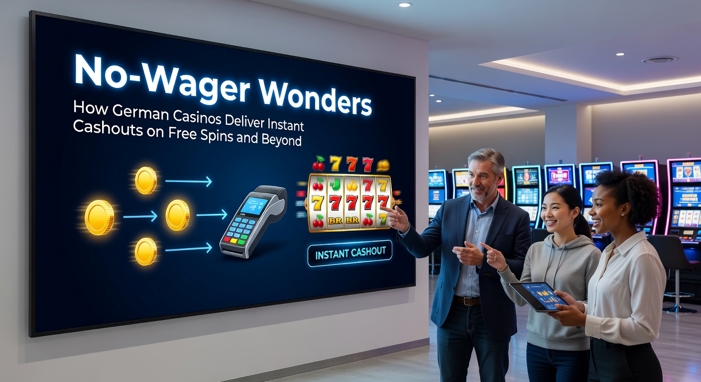 Grafik zeigt ein digitales Casino mit blitzschnellen Auszahlungspfeilen und No-Wager-Symbolen auf einem modernen Smartphone-Bildschirm